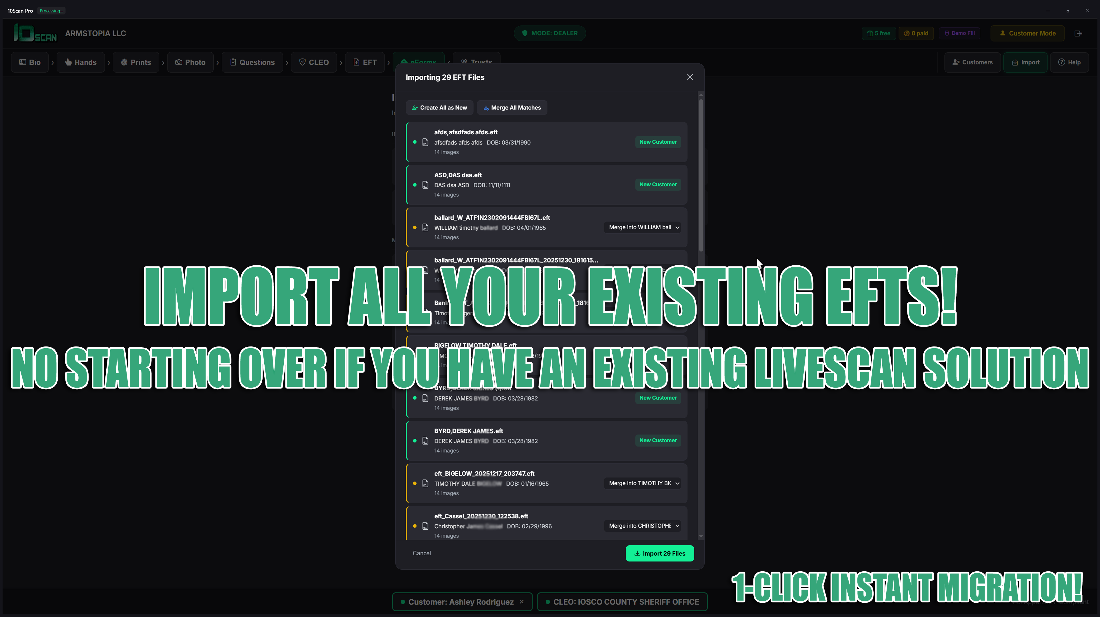 10Scan NFA import existing EFT fingerprint files